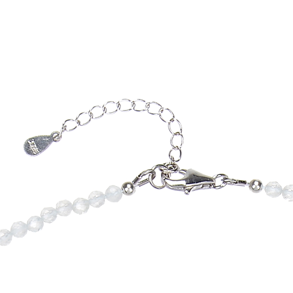 Necklace Topaz (white), beads (3mm) faceted, rhodium-plated, extension chain