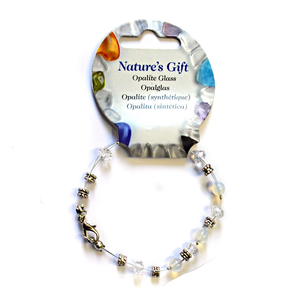Bracelet en perles rondes, verre opale (synth.), boules 06mm, pour support au sol 