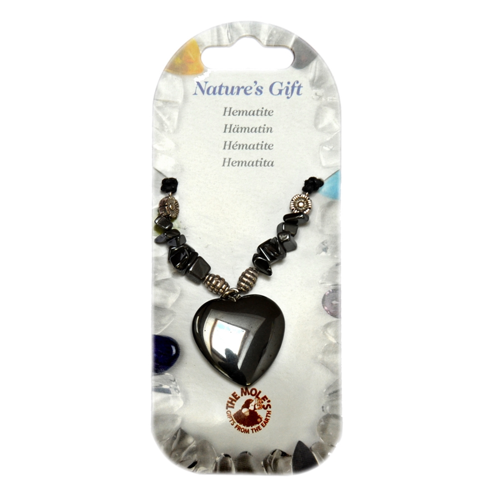 Collier en forme de coeur, hématine, pour support au sol