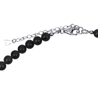 Collana di shungite (stab.), perline (6 mm), rodiato, catena di estensione