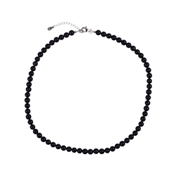 0643212206 Chain schungite (rod.), balls (6mm), rhodium plated, extension chain | Marco Schreier