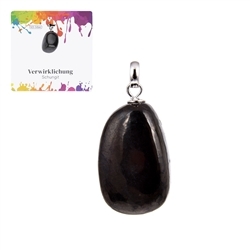 0643225106 Pendant shungite (stab.), Tumbled Stone small, rhodiniert | Marco Schreier