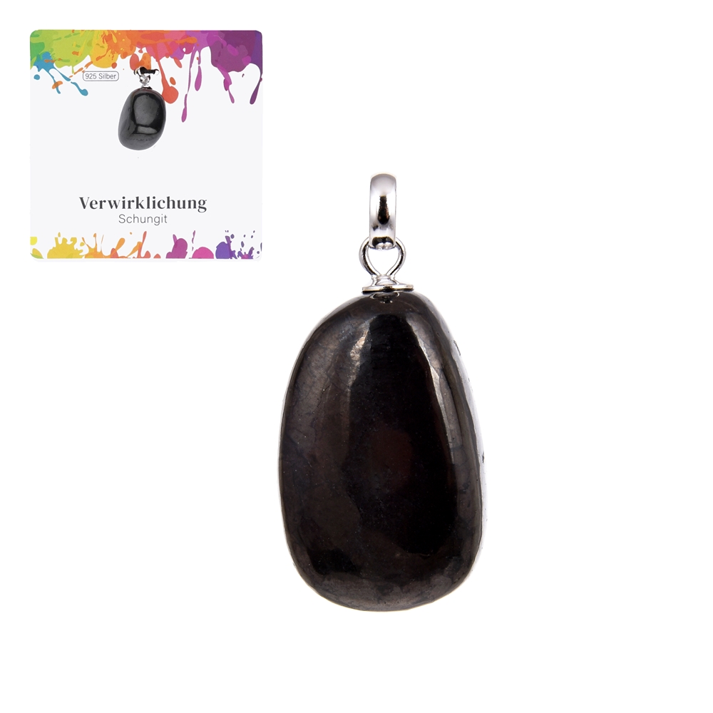 0643225106 Pendant shungite (stab.), Tumbled Stone small, rhodiniert | Marco Schreier