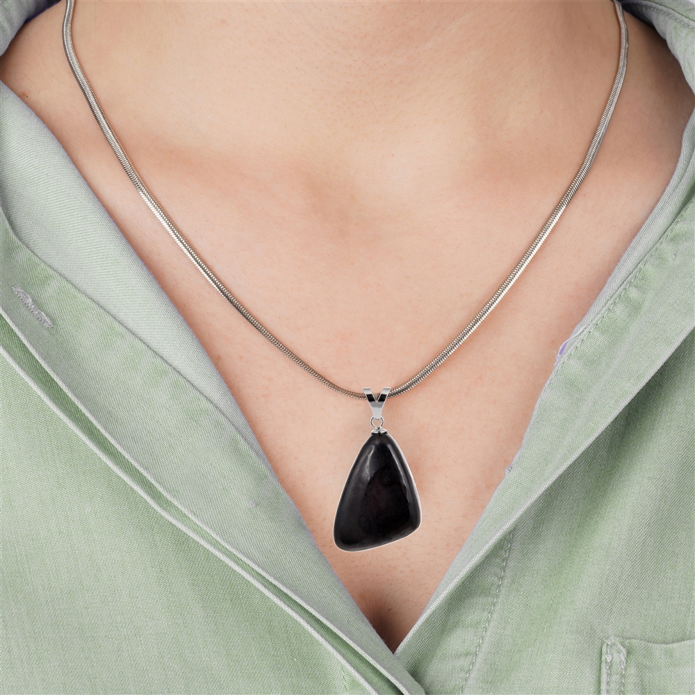 Pendant Shungite (stab.), Tumbled Stone large, rhodiniert | Marco Schreier