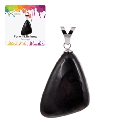 0643225107 Pendant shungite (stab.), Tumbled Stone large, rhodiniert | Marco Schreier