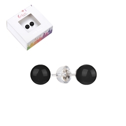 0643245108 Earstuds schungite (stab.), ball, 8mm, rhodium plated | Marco Schreier