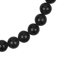 Bracelet schungite (stab.), 6mm beads, extension chain, rhodium-plated