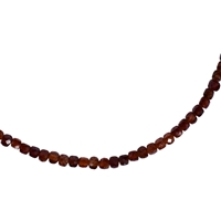 Kette Granat (Spessartin), 4mm-Würfel, facettiert, rhodiniert, Verlängerungskettchen