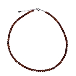 0643512230 Garnet (Spessartine) necklace, 4mm cube, faceted, rhodiniert, extension chain | Marco Schreier