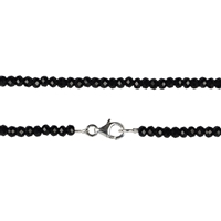 Chain Button faceted, Spinel (black), 4mm/45cm