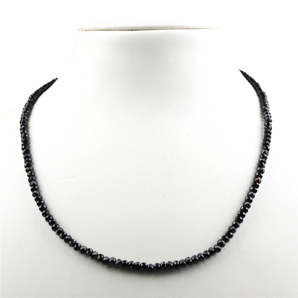 Chain Button faceted, Spinel (black), 4mm/45cm