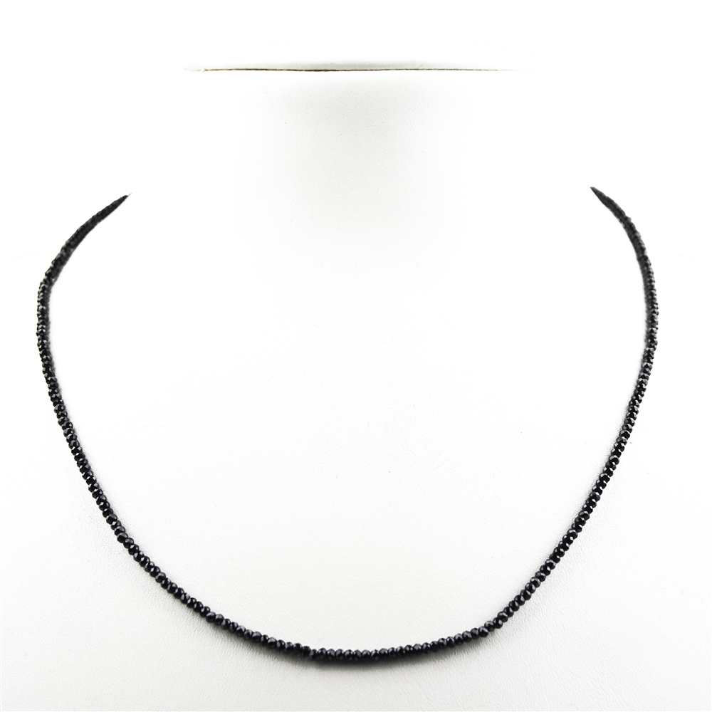 Collana di bottoni sfaccettati, spinello (nero), 3 mm/45 cm