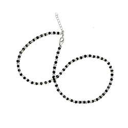 0645703008 Button faceted necklace, Spinel (black) with Rock Crystal, 4mm/45cm | Marco Schreier