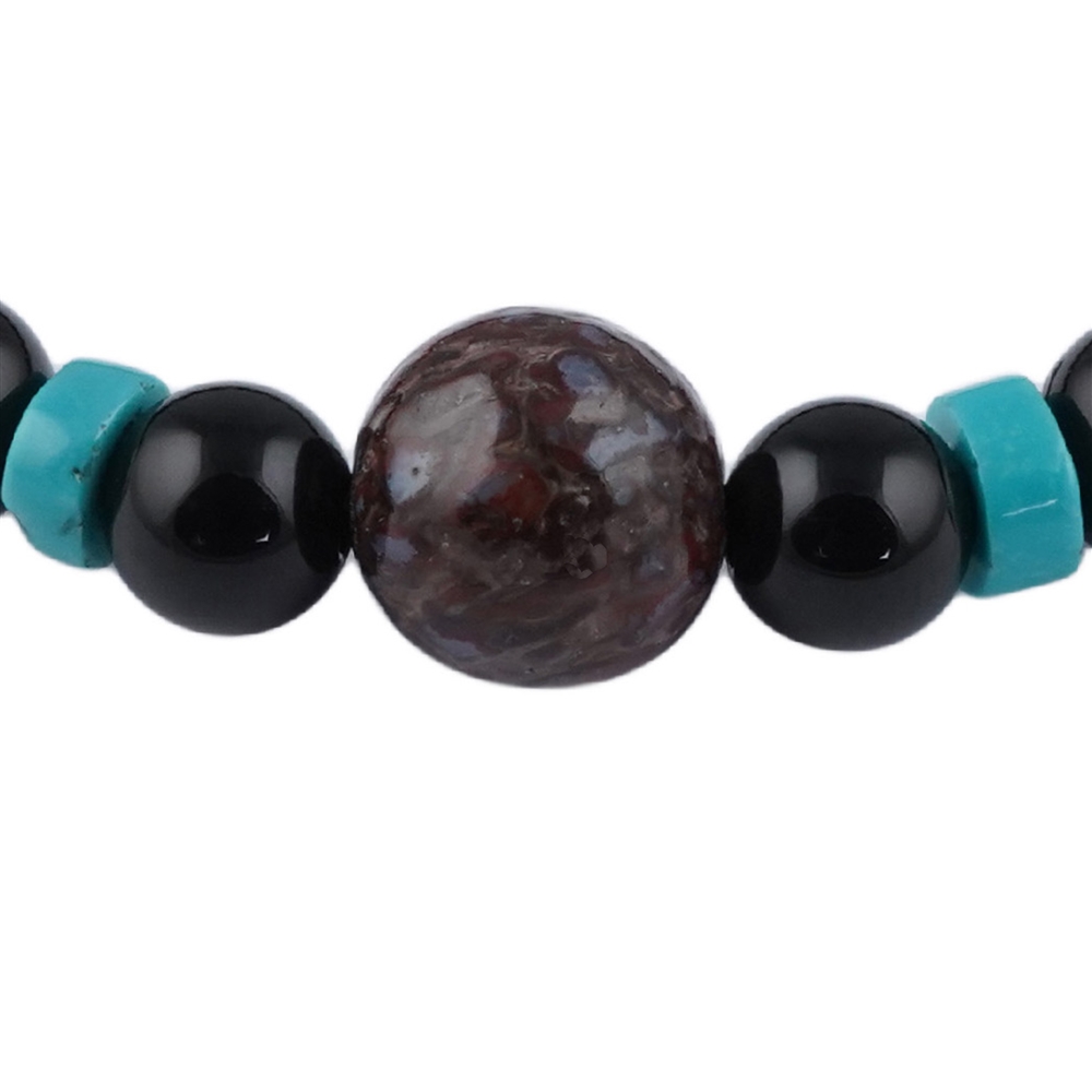 Armband Onyx (gef.), Türkis, Dino-Knochen, 14cm (für Kinder)