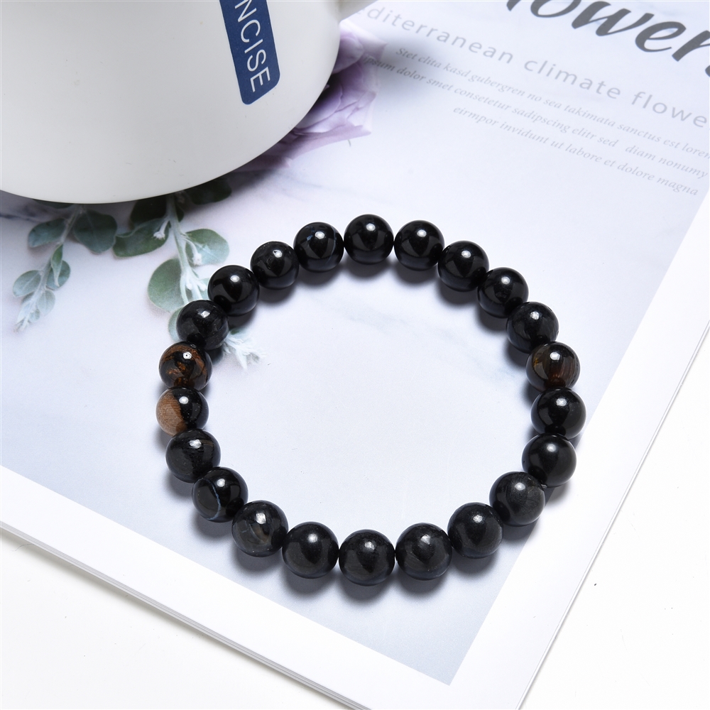 Bracciale, Foresta fossile (nero), perline da 10 mm, 21 cm  | Marco Schreier