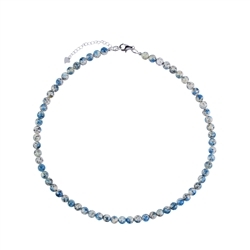 0650014060 Chain K2 (Azurite in Gneiss), beads (6mm), rhodium-plated, extension chain | Marco Schreier