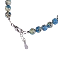 Bracelet K2 (Azurite in Gneiss), 6mm beads, extension chain, rhodium plated