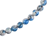 Bracciale K2 (azzurrite in gneiss), perle da 6 mm, catena di prolungamento, rodiato