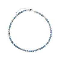 Bracelet K2 (Azurite in Gneiss), 6mm beads, extension chain, rhodium plated