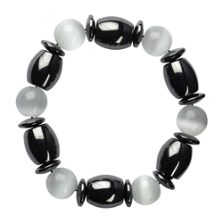 0650650081 Armband, Hämatin/Katzenauge weiß (Glas) | GH Edelsteine, Heilsteine & Schmuck