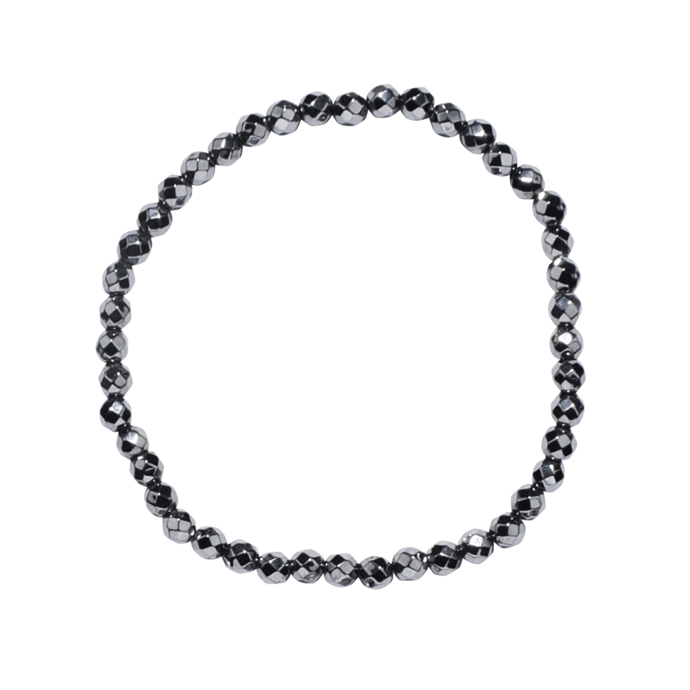 Bracelet en perles rondes, silicium (synt.), 04mm boules, facettes