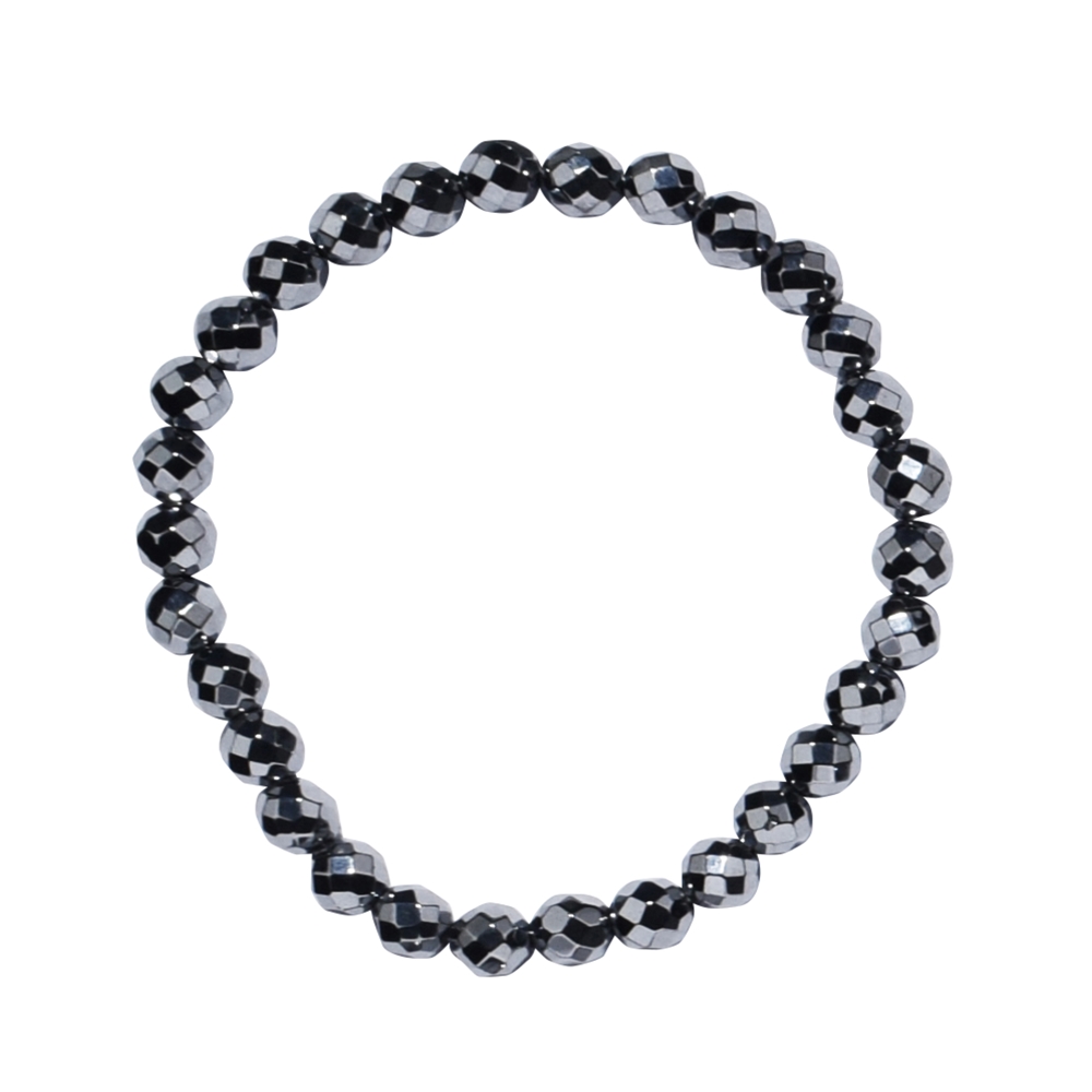 Bracelet en perles rondes, silicium (synt.), 06mm boules, facettes