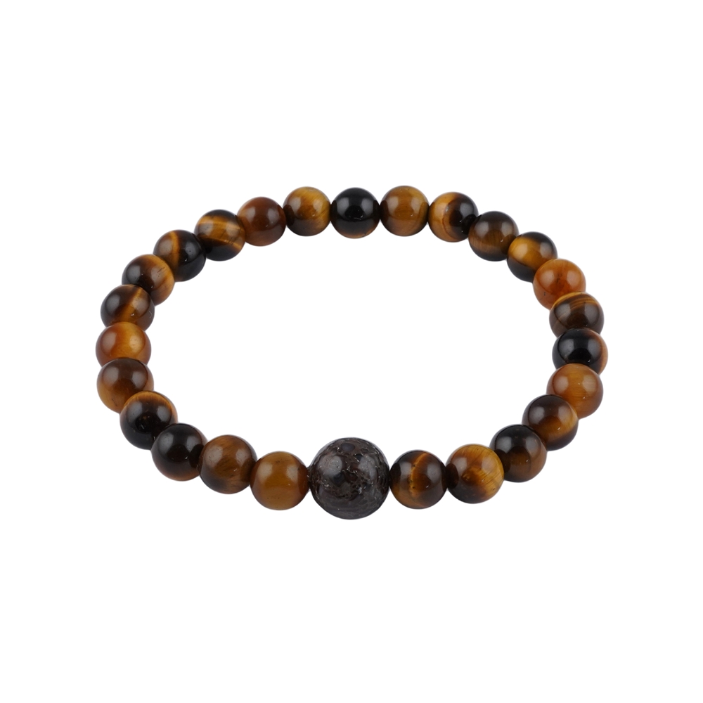 Bracelet Tiger's Eye, Dino Bone, 14cm (for children)