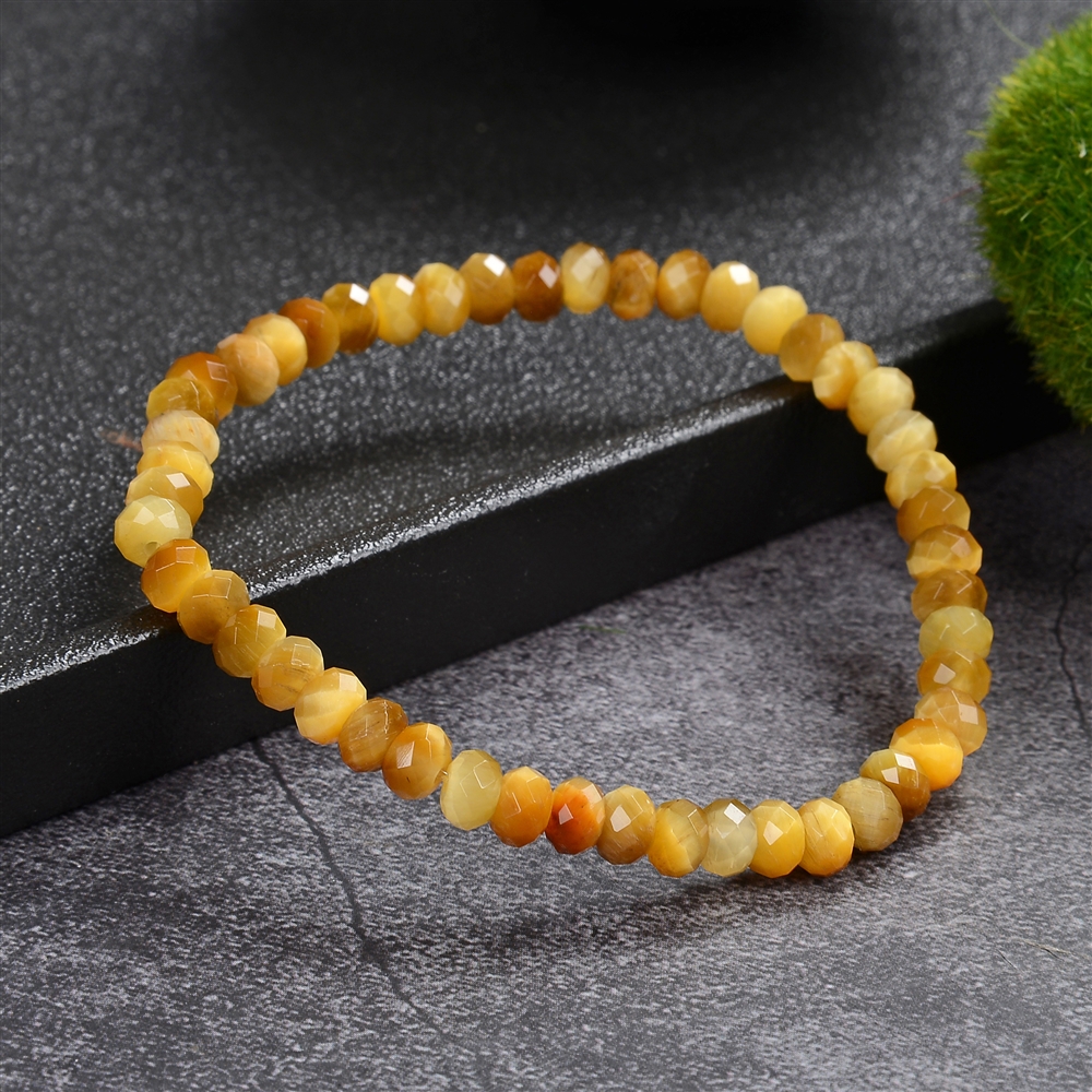 Bracelet, Tiger's Eye (yellow), 04 x 06mm Button, faceted