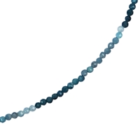 Collana di grandidierite, perle (2,5 mm), sfaccettate, rodiate, catena di prolungamento
