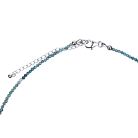 Collana di grandidierite, perle (2,5 mm), sfaccettate, rodiate, catena di prolungamento