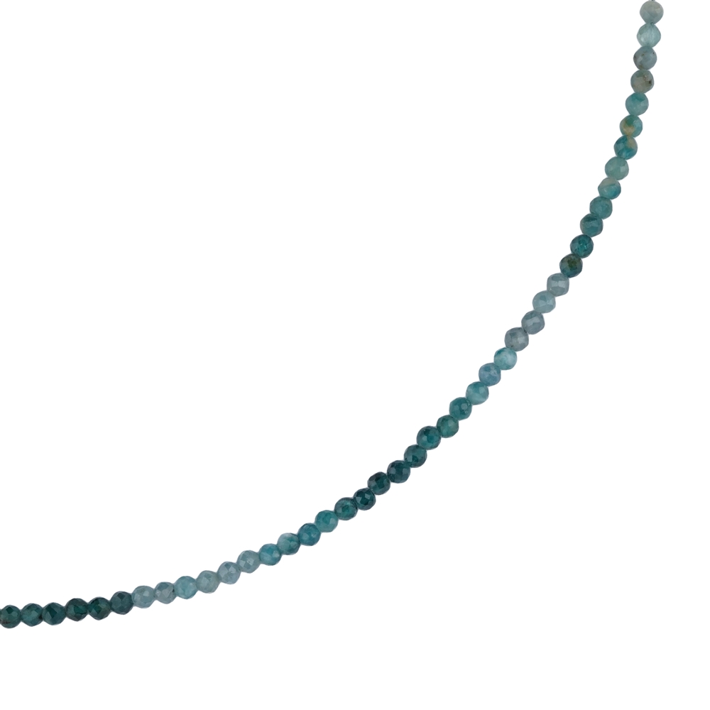 Collana Grandidierite, perle (2,5 mm) sfaccettate, placcate oro