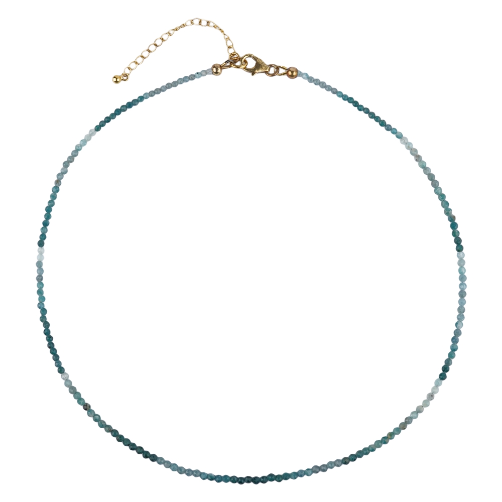 Necklace grandidierite, beads (2.5mm) faceted, gold-plated