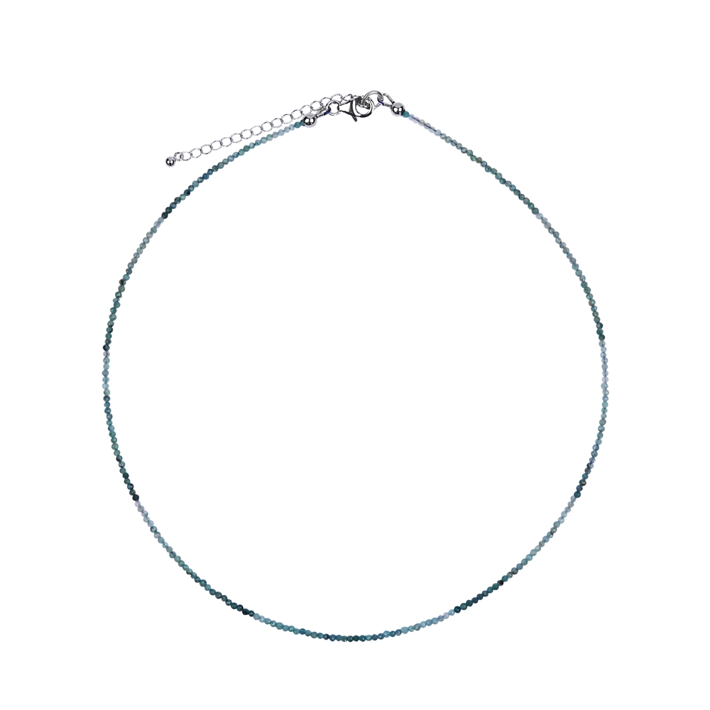 Collana Grandidierite, perle (2 mm), sfaccettate, rodiate, catena di estensione