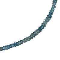Collana di zirconi (blu), bottone sfaccettato 4 mm, catena di prolungamento, rodiata
