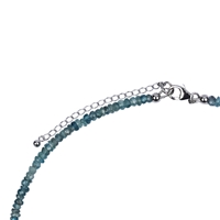 Chain Zircon (blue), 4mm button faceted, extension chain, rhodium plated