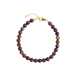 0656864060 Bracelet Pietersite gold, 06mm beads, extension chain, gold plated | Marco Schreier