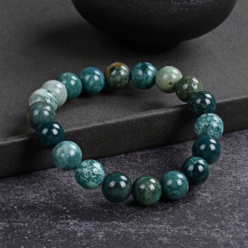 Bracelet, ocelot jasper, 10mm beads, 19cm