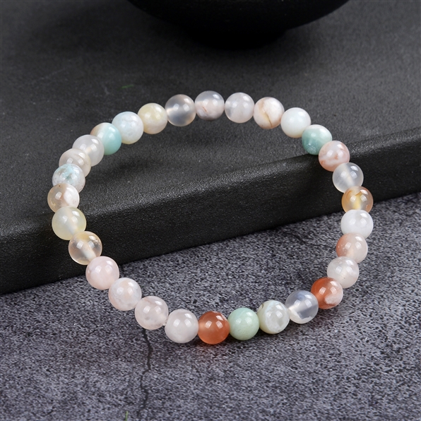 Bracelet, cherry blossom agate, 06mm beads