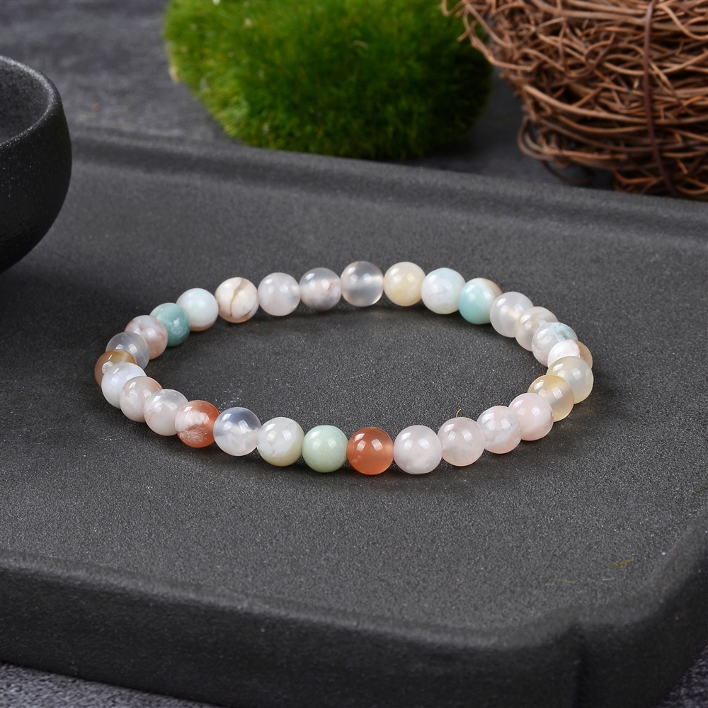 Bracelet, cherry blossom agate, 06mm beads