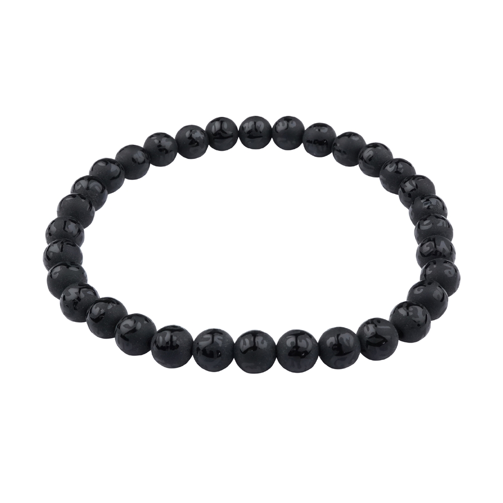 Bracelet, black Agate (dyed), 06mm beads, Mantra