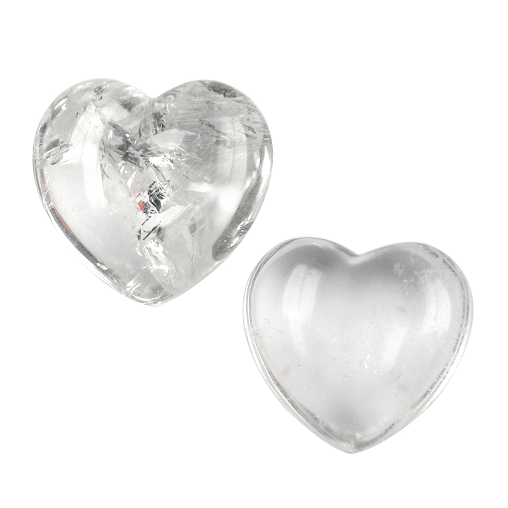 Coeurs Cristal de roche tailles mélangées, environ 3 - 4cm, 0,5kg/VE