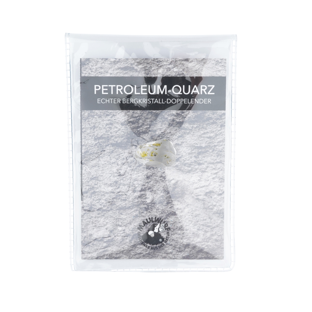 Petroleum quartz with insert in pouch, 1.0 - 1.2 cm