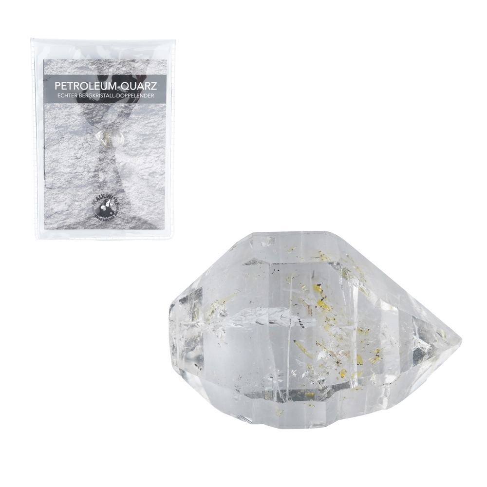 Petroleum quartz with insert in pouch, 1.4 - 1.6 cm