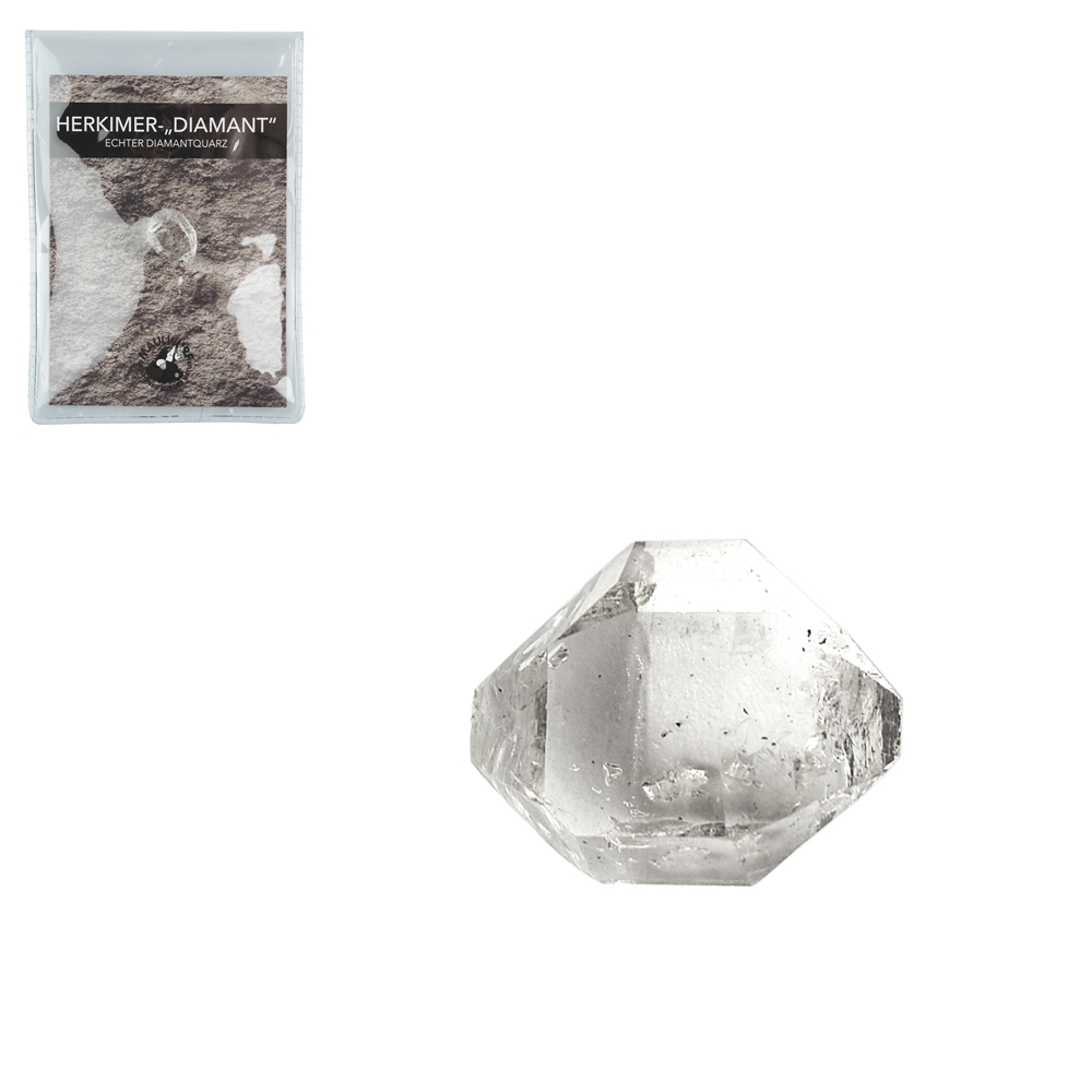 Herkimer Diamond (Pakistan) with enclosure in pouch, 1.0 - 1.2cm