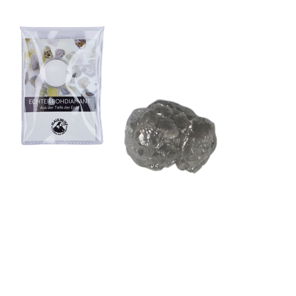 Rough diamond 0,3ct with certificate card in pouch