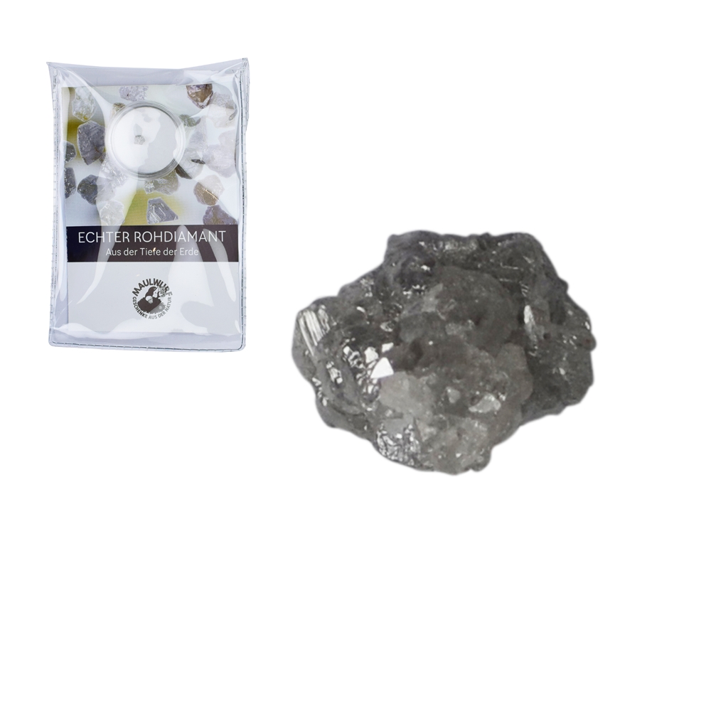 Rough diamond 0,5ct with certificate card in pouch