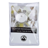 Rough diamond 1,0ct with certificate card in pouch