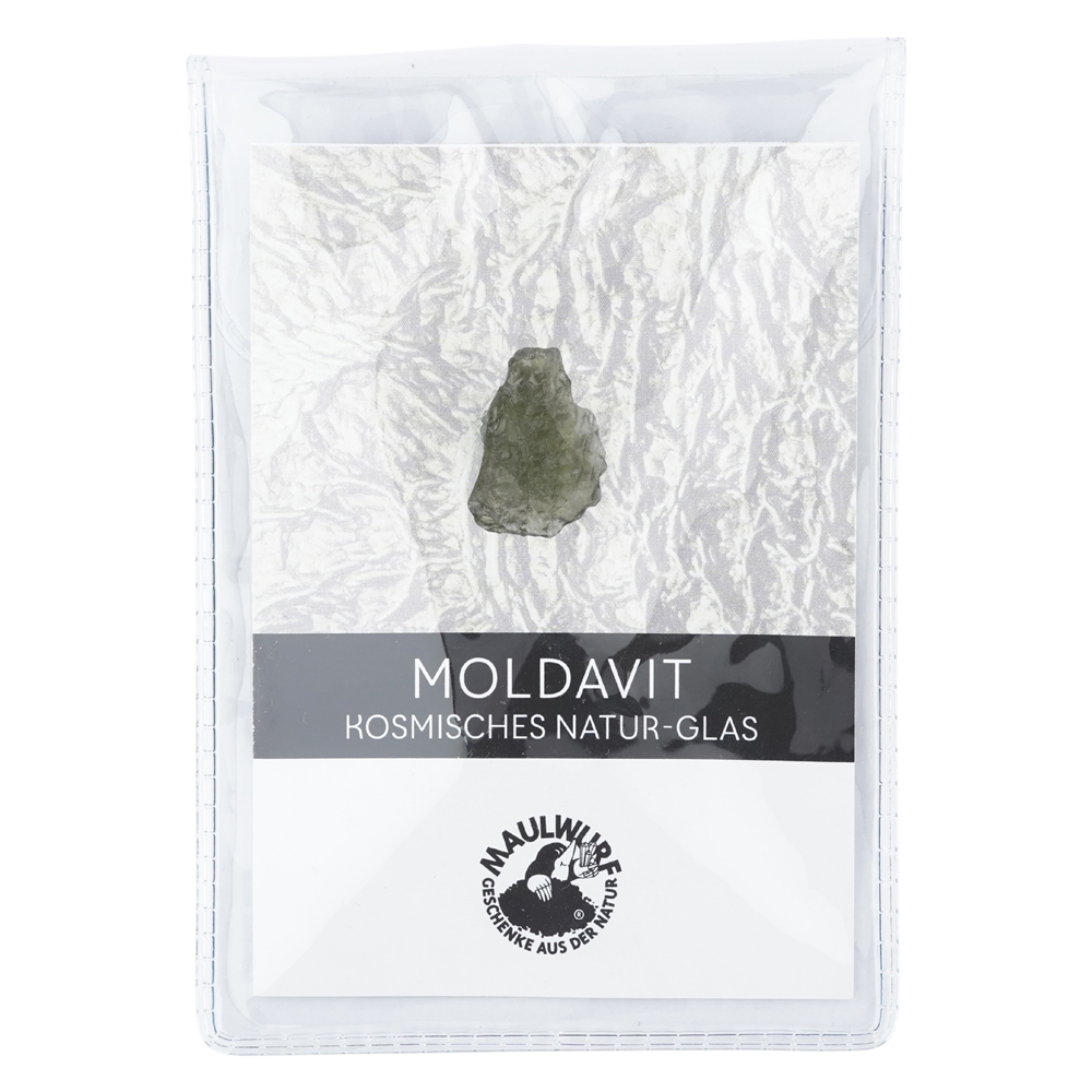 Moldavit (1,4 - 1,8g) mit Zertifikatskarte in Pouch