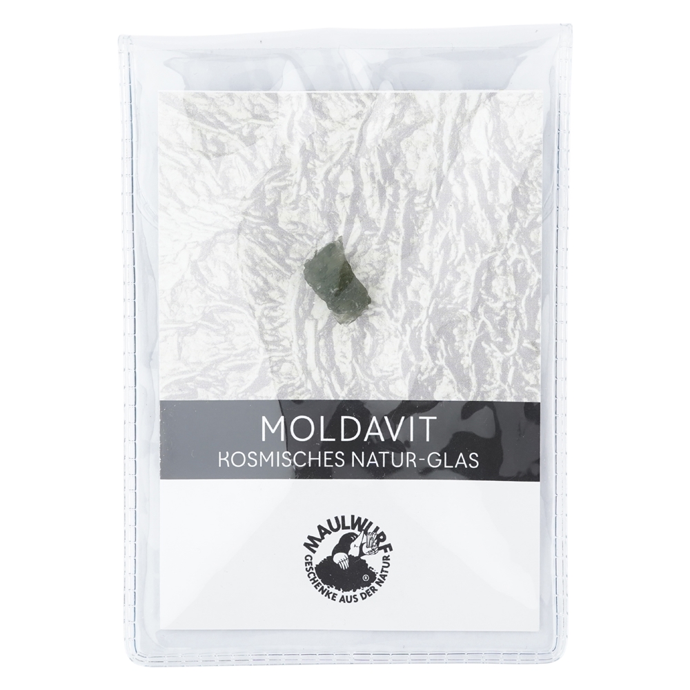 Moldavite (5g) avec carte de certificat en pochette