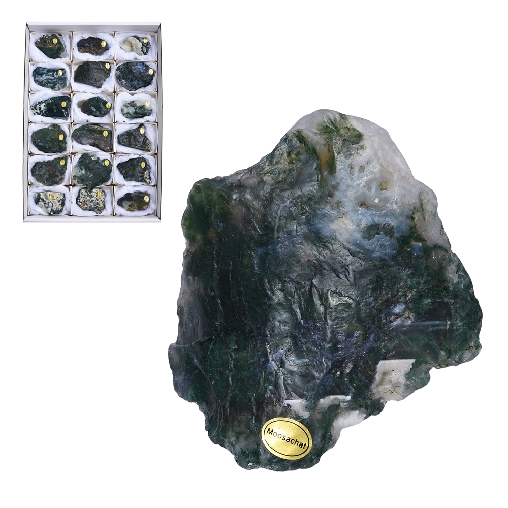 Moss Agate rough stones, 05-07cm (18 pcs./ PU)